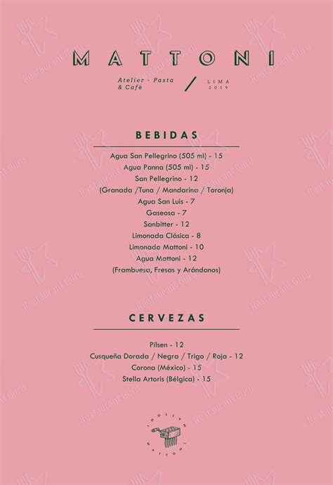 mattoni menu.